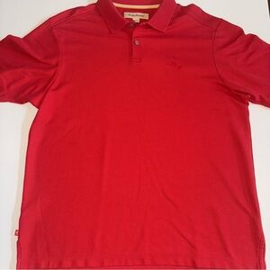 Tommy Bahama Pima Cotton Red Polo Shirt Short Sleeve Size Large